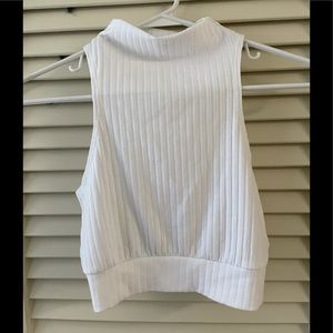 Free people white ribbed mock neck crop top